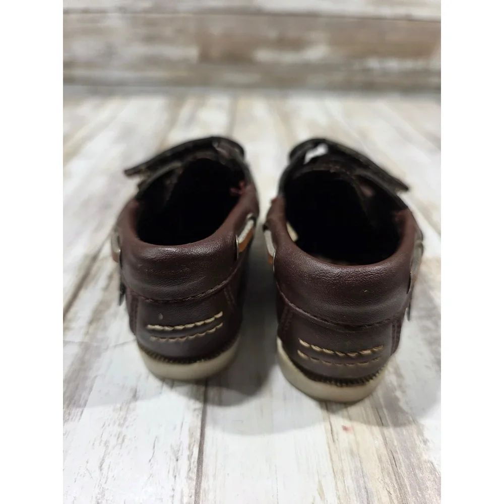 Superoos Toddler Boys Size 5 Brown‎ Boat Shoes Hook and Loop Sailor Loafers